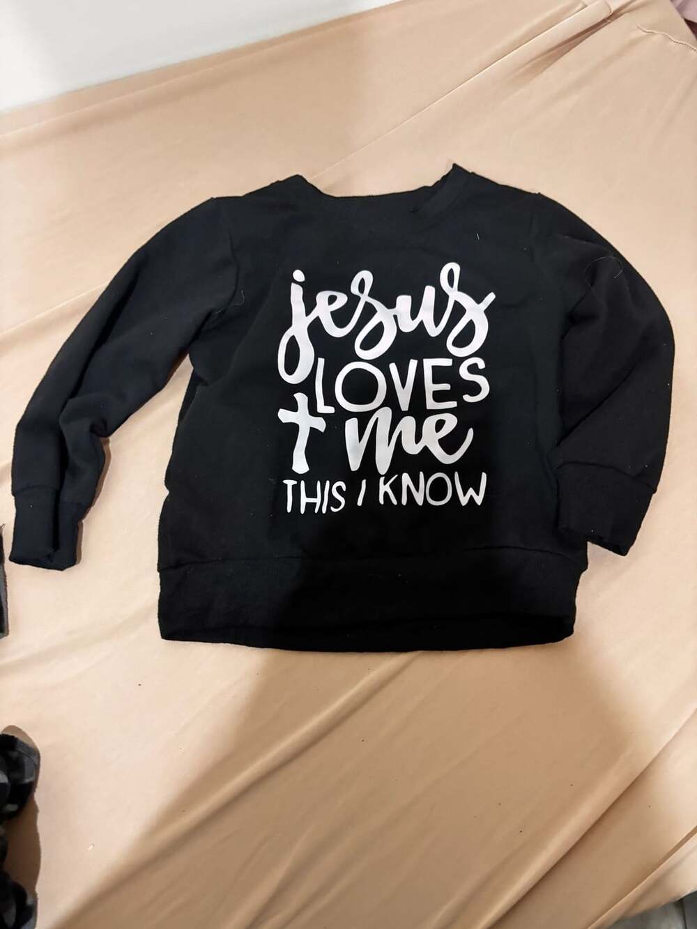 Unbranded Jesus Loves Me This I Know Sweatshirt Size 100 Black